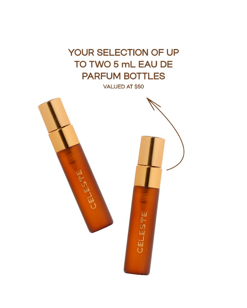 Your selection of up to two 5 mL eau de parfum bottles valued at $50